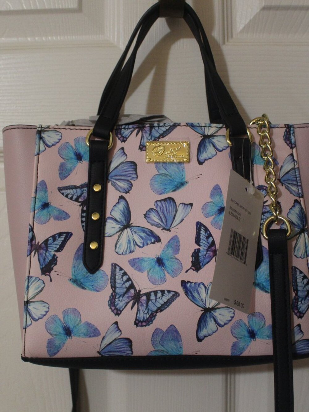 Luv Betsey Johnson Butterfly Satchel Crossbody Bag Pink Blue NWT skuA